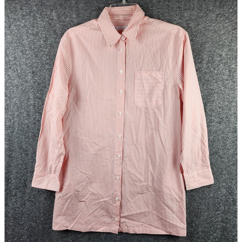 Southern Tide Shirt Womens XS Pink Striped Button Down Long Sleeve EUC